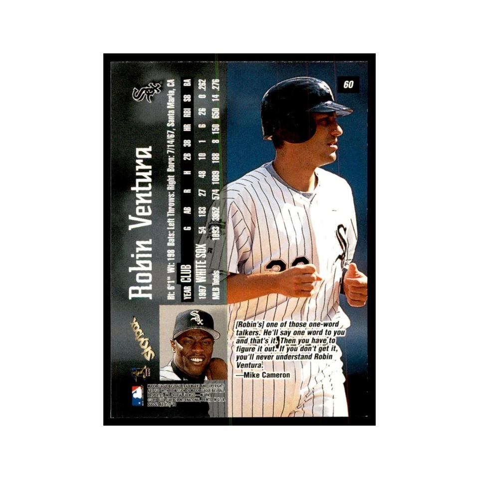 1998 SkyBox Dugout Axcess Robin Ventura Baseball Cards #60 - Image 2 of 3