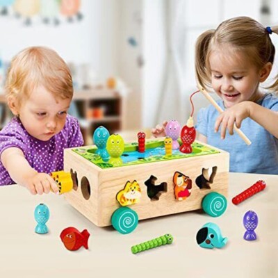Montessori Spielzeug Holz magnetisch Angeln Spiel Form Sortieren frühes pädagogisches Geschenk