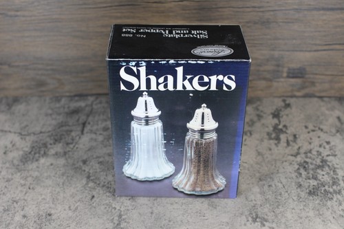 Vintage Leonard Silver Mfg Silver Plate Salt & Pepper Shaker Set 6" Original Box - Picture 2 of 4