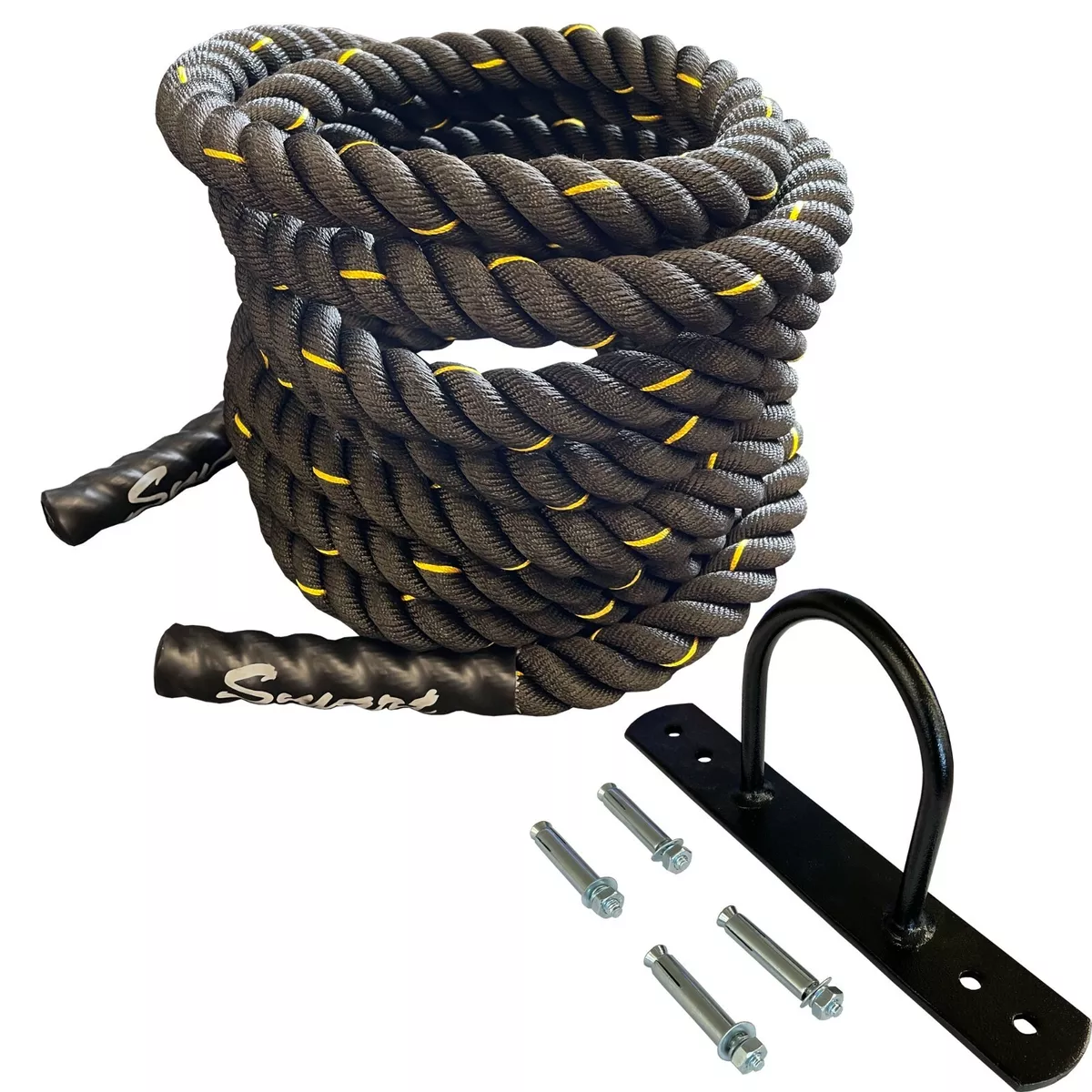 15 metre x 38mm BATTLE ROPES SCUFF SLEEVE WALL ANCHOR fitness