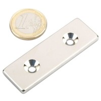 Quadermagnet 60,0 X 20,0 X 4,0 Mm N35 Nickel, 2 SenklöCher - Universal -