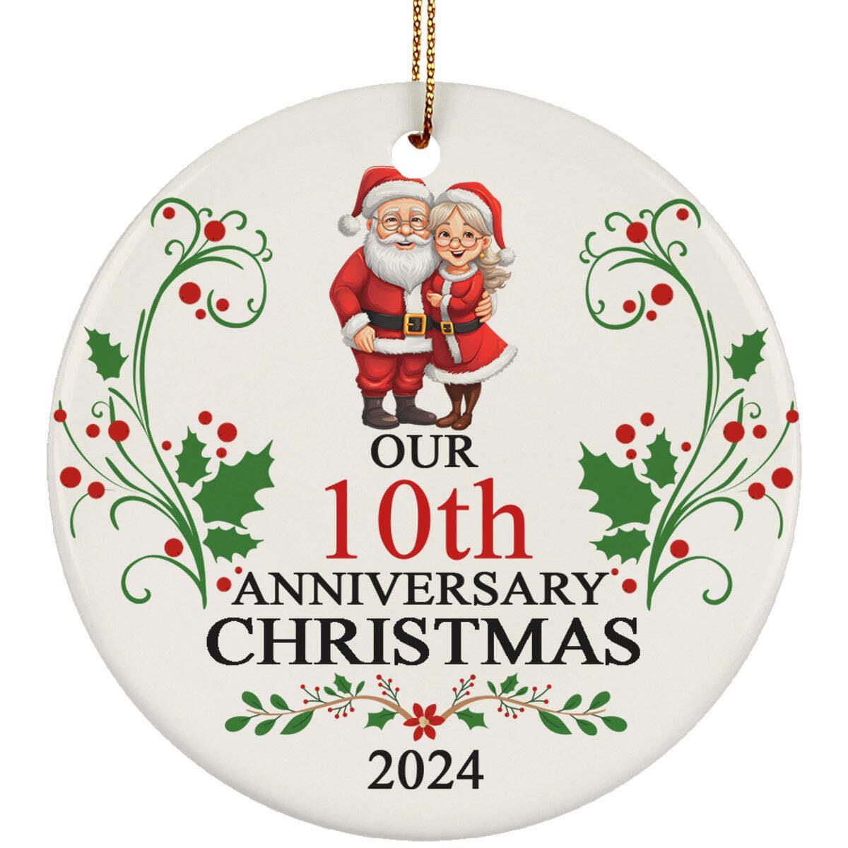 Santa Claus Love Couple Ornament Our 10th Anniversary Christmas 10 Year Keepsake