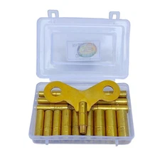 19 Piece Clock Winding Key Set - All Clock Key brass Set No. 000 to 15 Universal