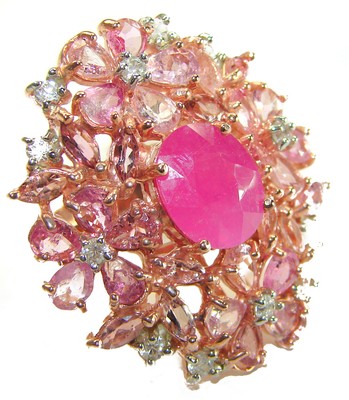 Bella Rosa authentic Ruby Pink Sapphire 18K Gold over .925 Sterling Silver handc