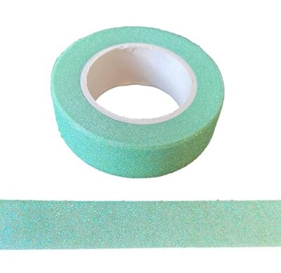 2 x Mintgrün Glitzer Washi Tape Deko Basteln Selbstklebend Glitzerborte