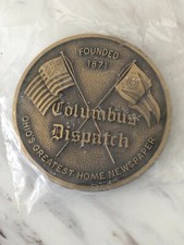 Vintage NEW OLD STOCK 1970's Brass Belt Buckle Columbus Dispatch Ohio Newspaper