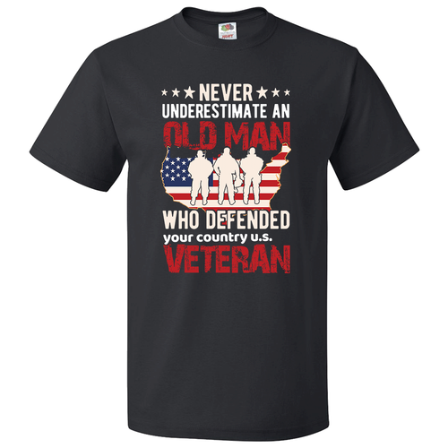 Kurzärmeliges VETERAN T-Shirt: ""Unterschätzen Sie niemals einen alten Mann, der Y defended Y (P05) - Bild 3 von 4