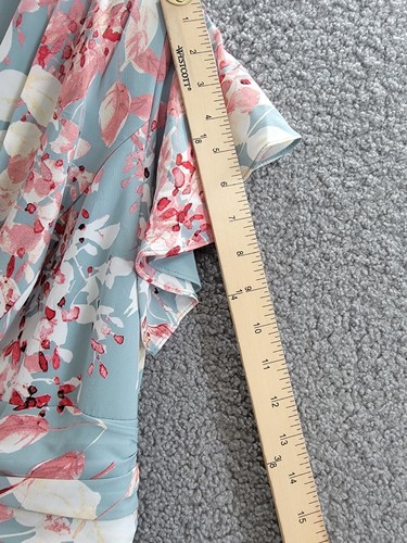 Adrianna Papell Plus Surplice Midi Dress Women's 14W Aqua Multi Back Zip Closure - Picture 5 of 18