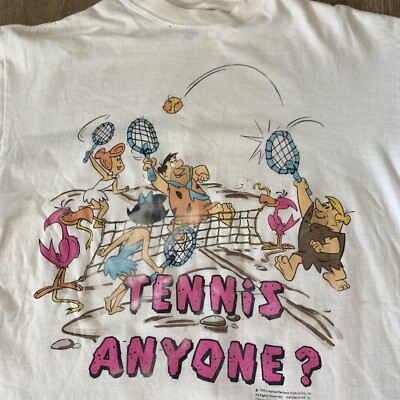 Rare 90s Vintage Flintstones Bedrock Tennis T Shirt L