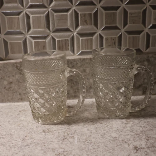 2 Anchor Hocking Wexford Beer Mugs 5 1/8"