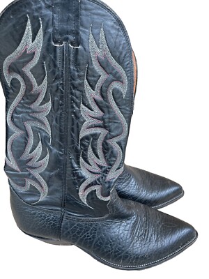 NOCONA Men’s Classic Black Leather Western Boots Size‎ 9.5 Nocona Boots Men Size 9.5 AAA Western Black Leather Cowboy  main image 4
