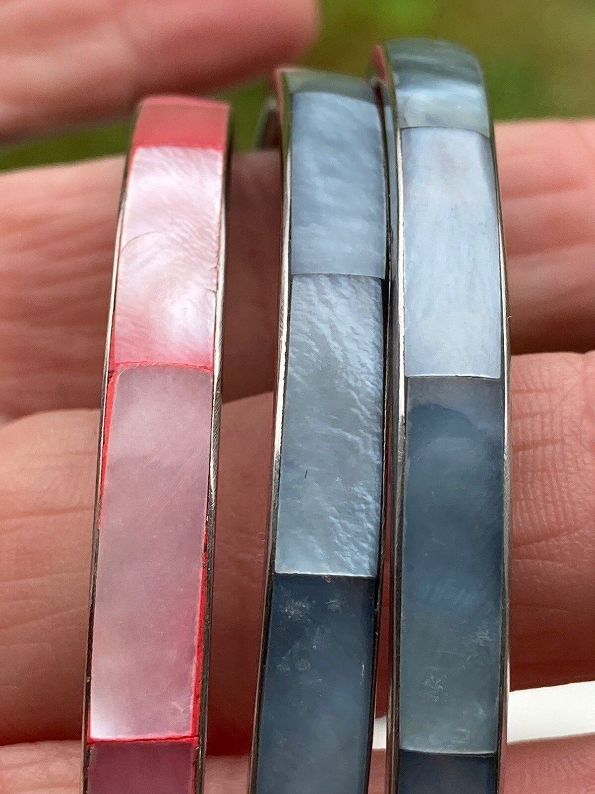 Vintage Lot Bracelet Shell inlay Stackable Bangle… - image 7