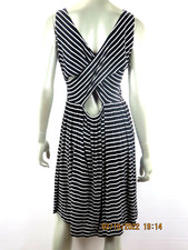 ANN TAYLOR LOFT SZ M NWOT Black White Crossed Back Soft Thin Knit Tunic Dress