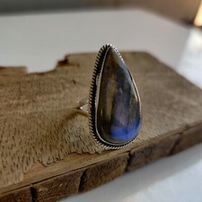 Nice Labradorite Gemstone Ring 925 Sterling Silver Gift For Beautiful Girls Ring
