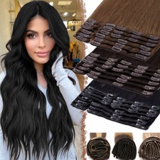 150g THICK Double Weft Clip In 100 Remy Human Hair Extensions Full Head Blonde