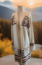 THE NORMAL BRAND-Heritage Long Cardigan Cotton Aztec Western Weave Rare Sz L