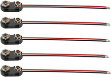  Pack of 5 22AGW Wires I-Type 9V Battery Connector, 9 Volt Battery Clip, 9V Batt