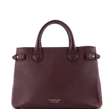 Burberry Banner Tote Leather and House Check Canvas Medium