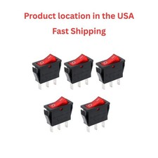 Baomain 5-Pack Rocker Switch with Red Light, ON/Off SPST 3 Pin 16A/250VAC 16A...