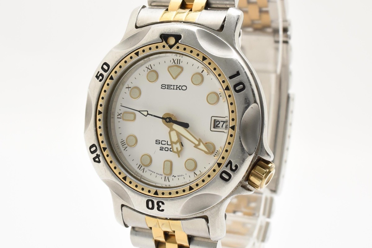 【稼働・美品】SEIKO SCUBA 200m 5H25-6000／クォーツ Vintage [Exc+5] Seiko SCUBA 5H25-6000 200m diver Quartz