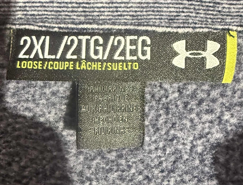 NWT Under Armour Mens S Team Performance Fleece 1/4 Zip Pullover Blue/Gray 2XL - Image 2 of 4