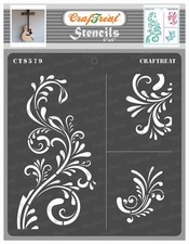 CrafTreat Reusable Floral Stencils for Painting on Wood, Canvas, 6"x6", White