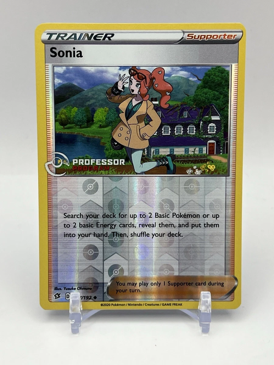 sonia pokemon card value 167/192 Professor Program for sale Evolves from null Rules Search your deck for up to 2 Basic Pokémon or up to 2 basic Energy cards PSA 10 Pokemon SWSH Rebel