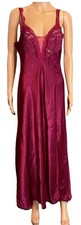 Vintage Victoria’s Secret M Gold Label Satin Lace Sleep Gown Romantic Wine Color