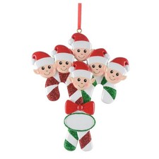 2024 Personalized Christmas Ornaments for Family of 6, Candy Cane Elves 6 Elves