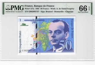France 50 Francs 1992 P 157a PMG 66 EPQ