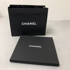 Chanel Gift Box Shopping Bag Gift Set 9.5x9.5x1 Black Logo Tweed Ribbon