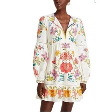 Farm Rio Floral Insects Mini Dress Boho Chic Summer Garden Charming Womens L