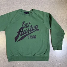 Keep It Cool Austin Texas Sweatshirt Mens Medium Green Pullover Crewneck Graphic