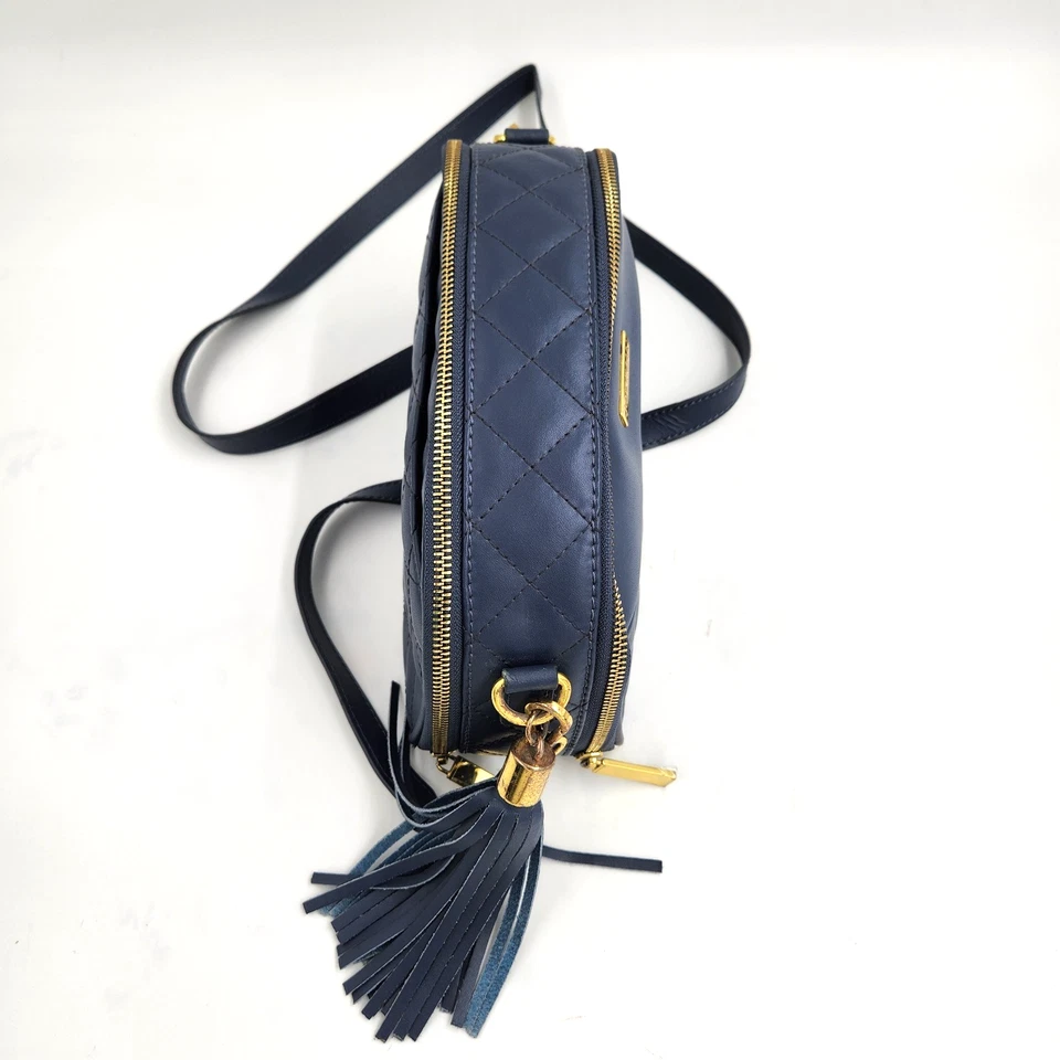 Bolso Bandolera Joy & Iman Diamante Acolchado Cuero Azul Cartera 2 Lados 4 Secciones Foto 4 de 4