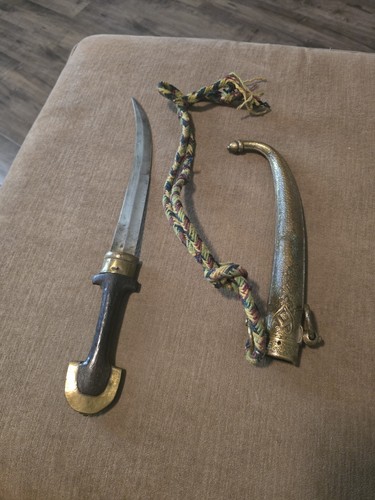 Middle Eastern antique steel dagger with brass/copper early 1900s 