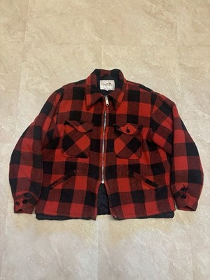Vintage Fox Knapp Men s Wool Buffalo Plaid Jacket Size Large Made in USA 