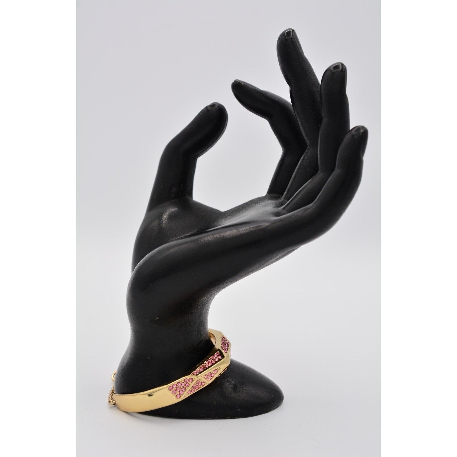 Statement Bangle Bracelet Pave Pink Rhinestone Cr… - image 7