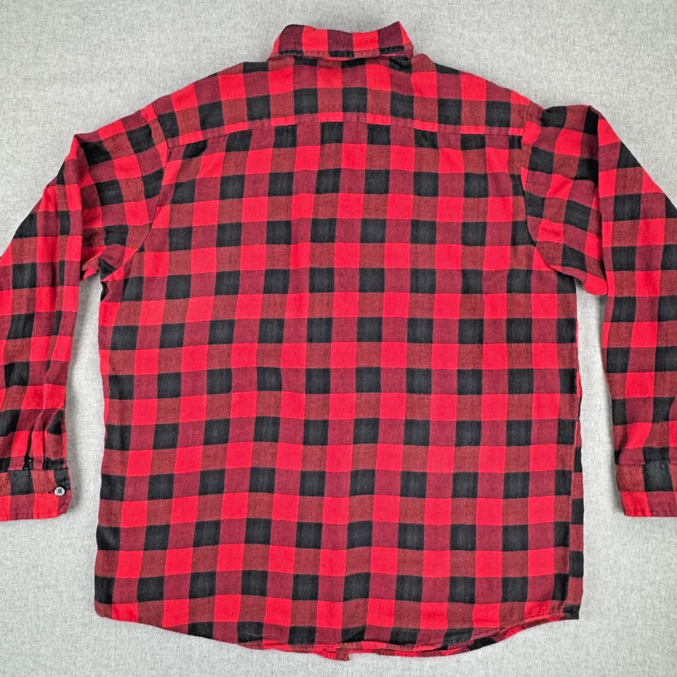 Camisa de franela de manga larga grande para hombre John Ashford - roja negra a cuadros 100 % algodón Foto 4 de 4