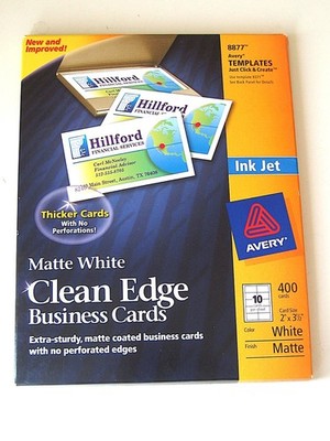 Business cards - Avery 8877  White Clean Edge Inkjet Printable Count: 390