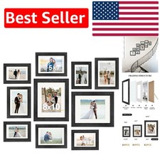 Set of 10 Elegant Picture Frames, Multi Sizes for Stylish Wall Decor in Black