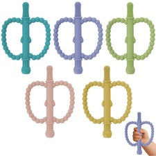 Hollow Teether Tube 5 Pack Apple Shape Chew Straw Sensory Toy for Infant Todd...