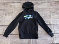 Levi  s Youth Small Black Hoodie With Colorful Logo And Kangaroo Pocket