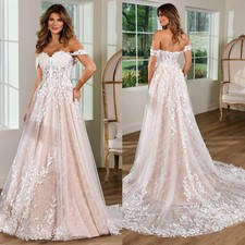 Delicate Lace Country Wedding Dresses Cream Lining A-Line Boho Bridal Gowns