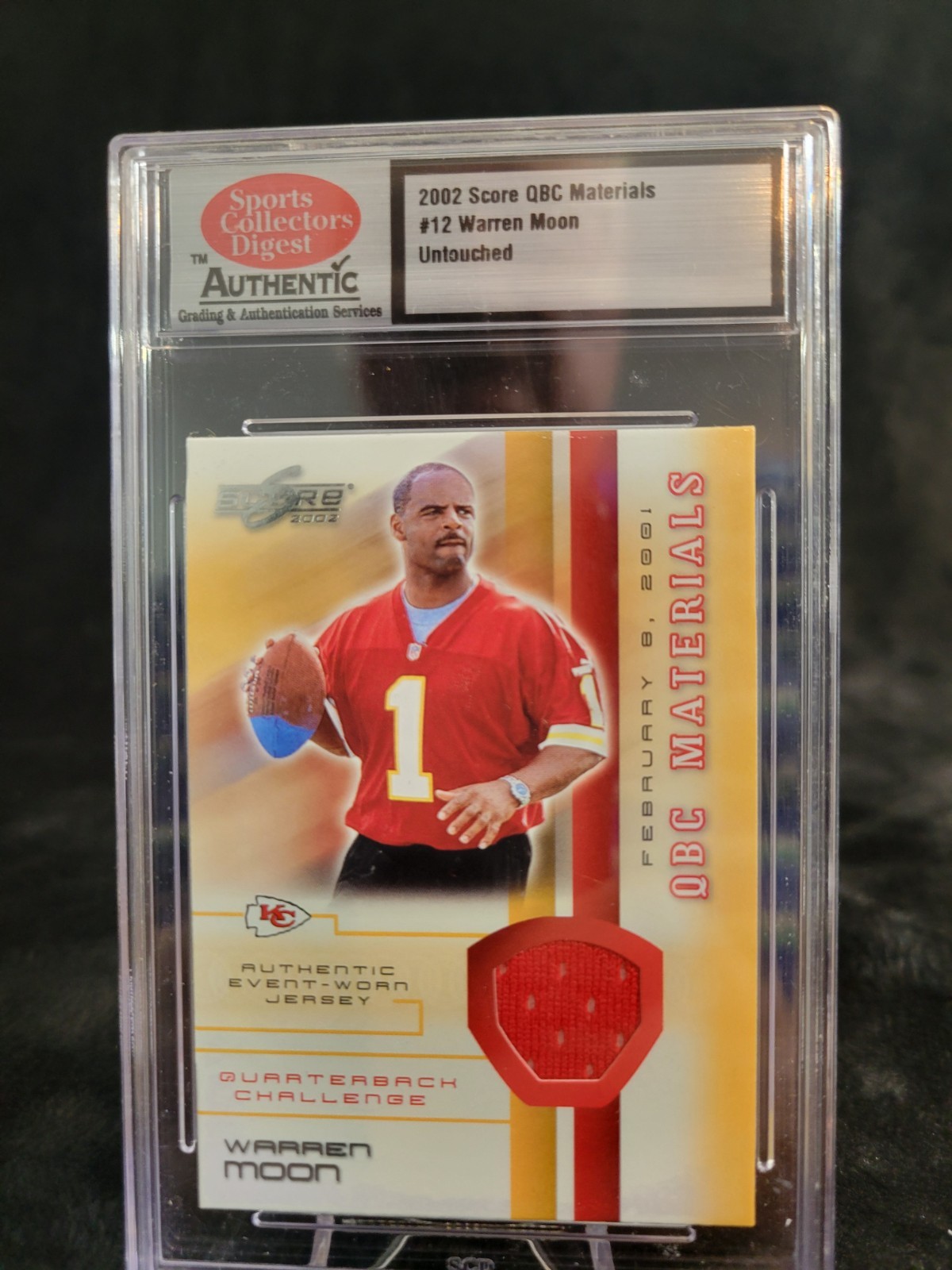 2002 Score QBC Materials #12 Warren Moon  UNTOUCHED Event-Worn Jersey