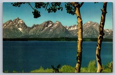 Vintage Postcard- The Grand Tetons Mountains in Wyoming Jackson Lake