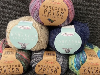 King Cole Homespun Prism Merino Alpaca Double Knit DK Wolle/Garn pro 50g Knäuel