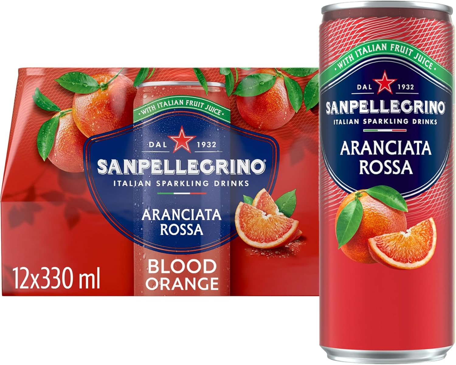 San Pellegrino Italian Sparkling Drinks Blood Orange Soft Drink 12X330Ml