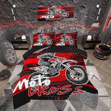 Kids Boys Dirt Bike Comforter Set,Extreme Sports Bedding Set King Black Red