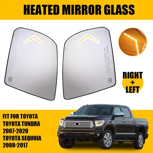 Pair Mirror Glass Heated Turn Signal for Toyota Tundra 2007-2020/Sequoia 2008-17