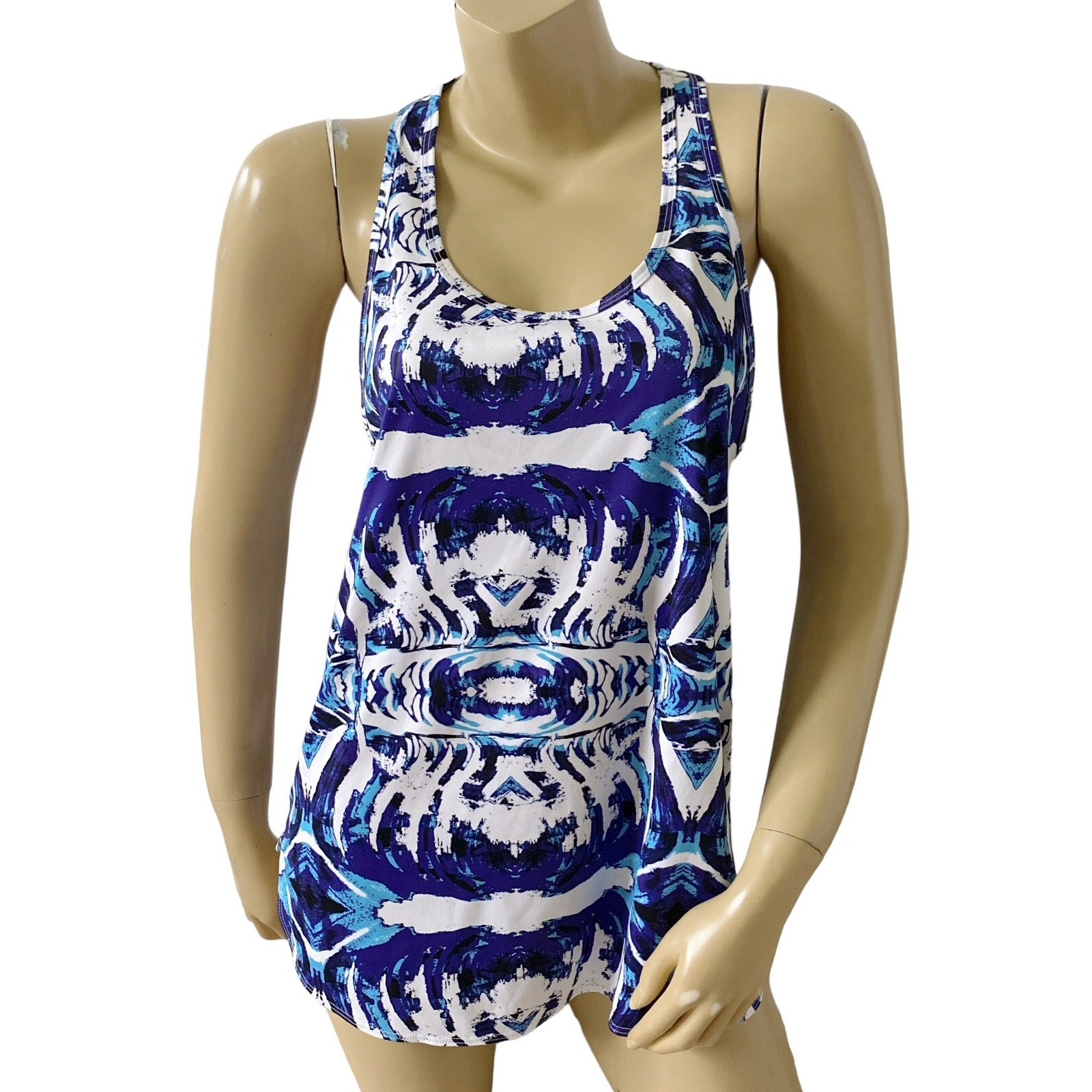 Express Exp Core Medium Blue Print Racerback Athl… - image 1